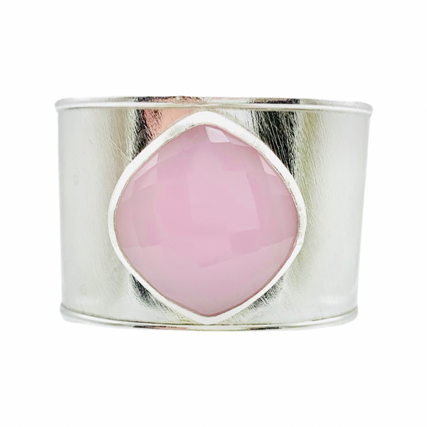 Pink Chalcedony adjustable cuff Sterling