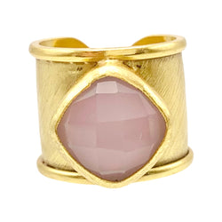 Pink Chalcedony adjustable ring Vermeil