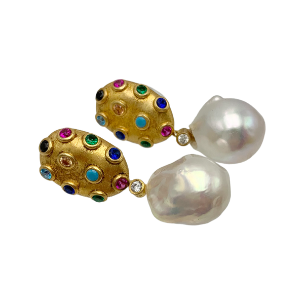 Precious Stones in Vermeil with Baroque Pearls