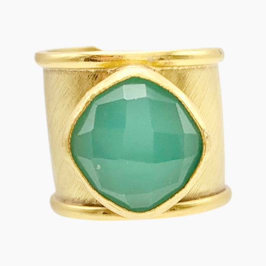 Sea Green Chalcedony adjustable ring Vermeil