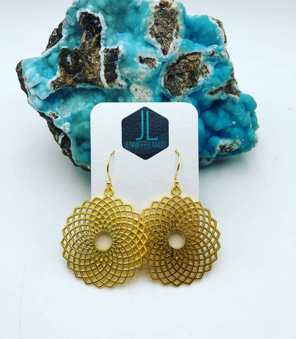 Spiral disc earrings with vermeil ear wires