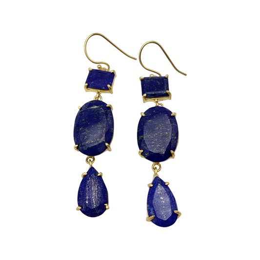 Triple Drop Lapis in Vermeil