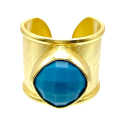 Turquoise Adjustable Ring Vermeil