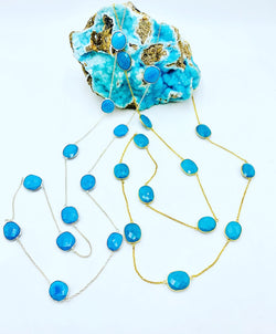 Turquoise Bezel Necklace 36”