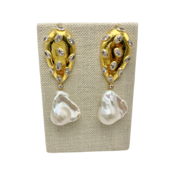 Vermeil with White Topaz and Baroque Pearls