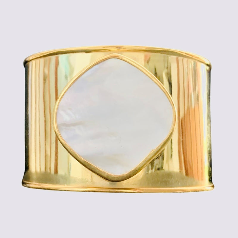 Mother of Pearl Sterling Gold Cuff