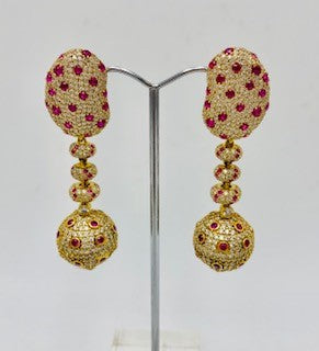 Ruby and White Topaz Earrings