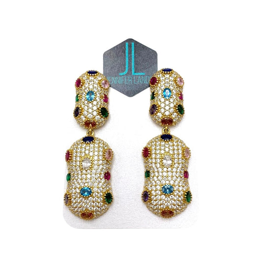 Precious Stones Double Drop Earrings